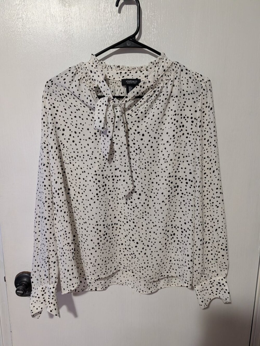 White and Black polka-dot blouse